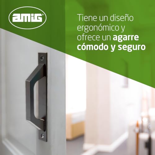 Miniatura 3 de Amig - Manillón De Líneas Rectas De Aluminio Color Negro Para Puertas Correderas O Abatibles - 198 X 25 X 40 Mm - Tirador De Asa Funcional Y Cómodo