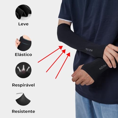 1 Par Manguito Gamer Esportivo Casual Leve Elástico Academia Fit Proteção UV