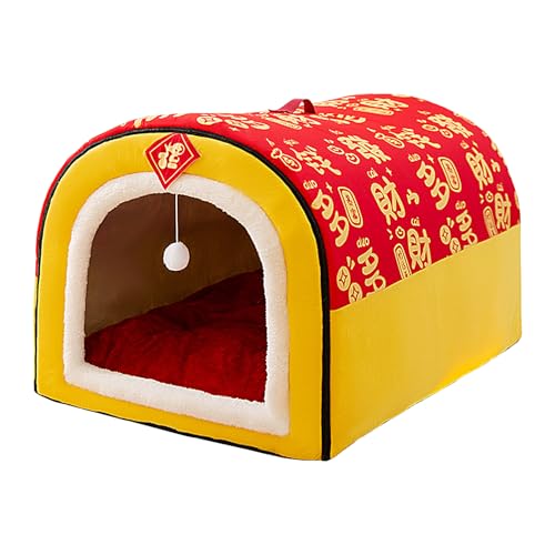 Caseta para Perros De Interior | Cueva Acogedora con Almohadilla - Casa Cama Cerrada Y Cálida para Gatos Y Perros,para Gatos, Cachorros, Conejos y Animales Pequeños para Jugar y Acampar