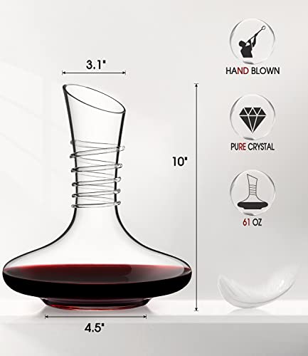 Red Wine Decanter,Hand-Blown Crystal Large Wine Aerator And Carafe For Cabernet, Pinot Noir, Bordeaux, Wine Gift, Wine Accessories-60 Oz,Clear #TOP4