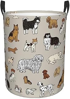 Gbuzozie Cute Dogs Animal Paws Round Laundry Hamper Storage Basket Toys Clothes Organizer Bin For Home Bathroom Bedroom Dorm Nursery, 38l