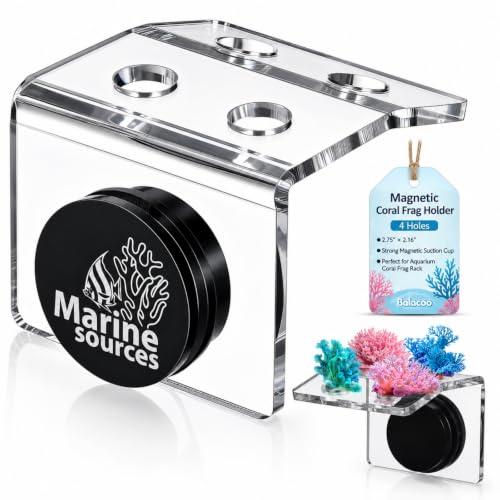 Balacoo Magnetic Coral Frag Holder, 4 Holes Acrylic Aquarium Coral Frag Rack with Strong Magnetic...