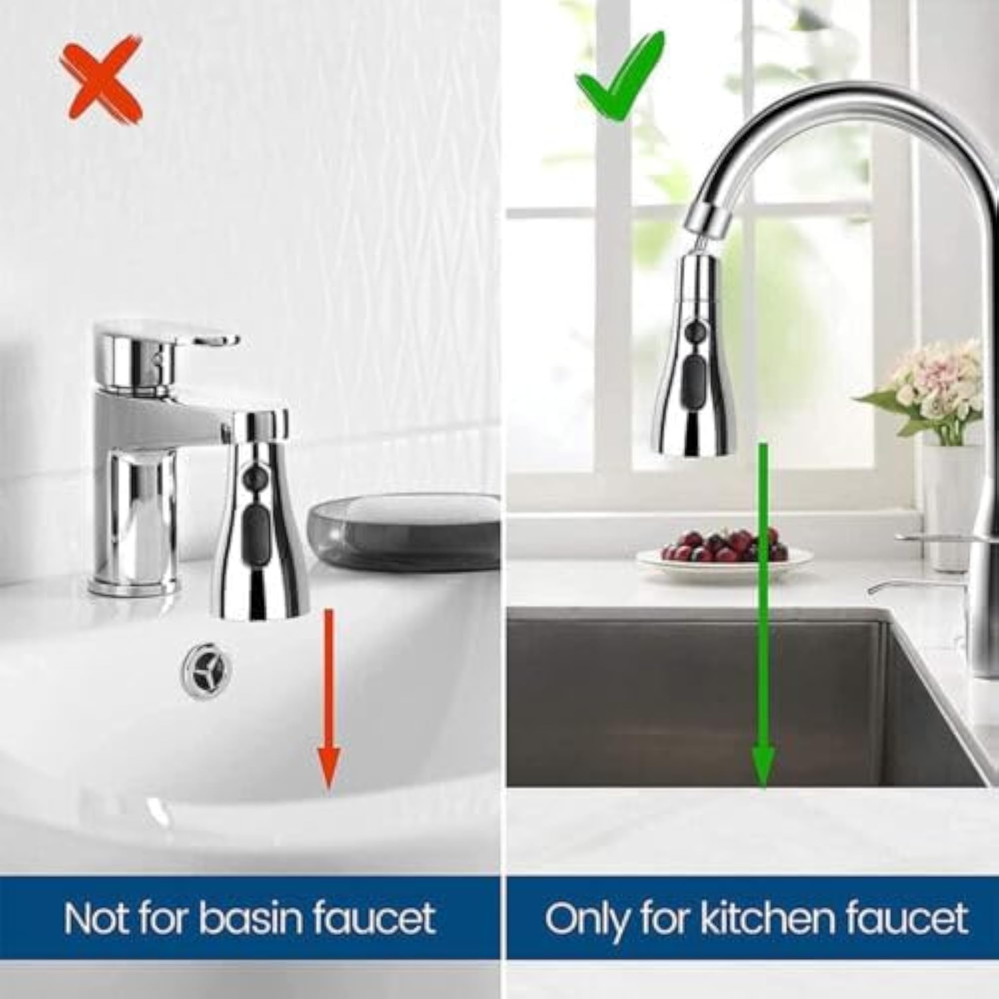 STYIDOV Kitchen Faucet Head Replacement, 3 Function Pull Down Sink Sprayer