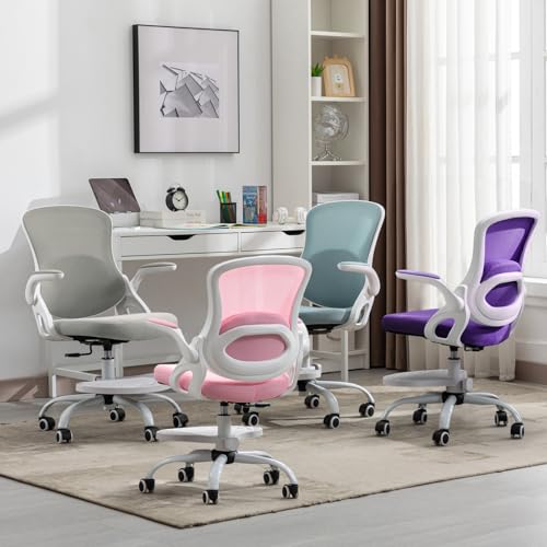 Image of Kids Desk Chair,Ergonomic Study Chair with Adjustable Height,Swivel Mesh Desk Chair with Wheels,Home Office Chair for Children in Home Bedroom Purple
