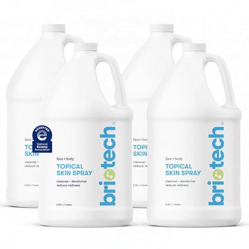 Image of BRIOTECH Topical Skin Spray, Hypochlorous Acid for Sensitive Skin, HOCl Facial Mist, Full Body Support Against Irritation, Calm Redness, Soothe Foot & Scalp, 1 Gallon Refill (4 Pack)