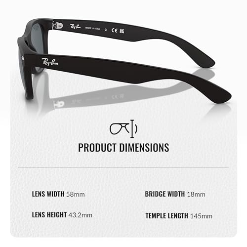 Ray-Ban RB2132 NEW WAYFARER CLASSIC Square Shaped Non-Polarized Sunglasses for Men – Includes Official RAYBAN Eyewear Kit – Ideal Formal & Casual Wear Sunglasses – Blue Lens4