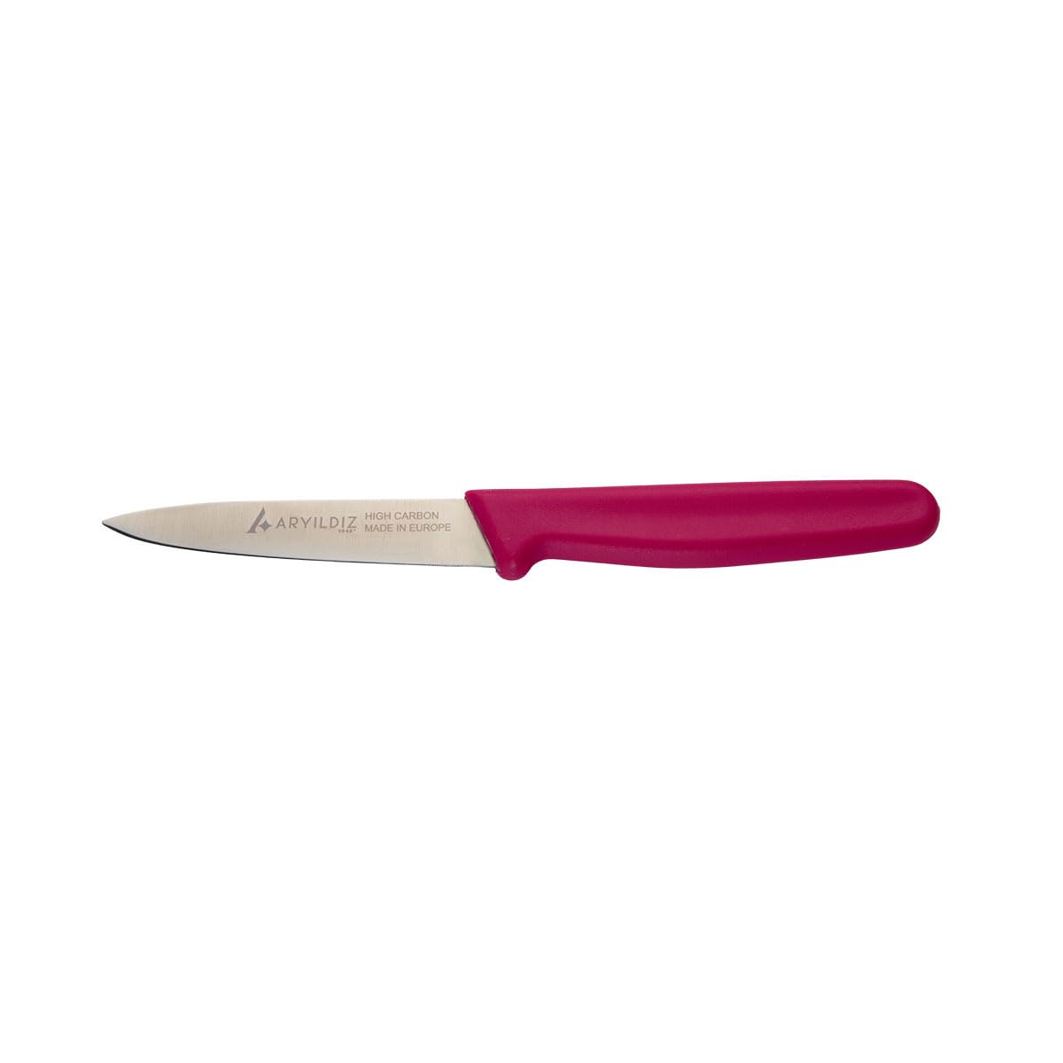 Aryıldız Daily Soyma Bıçağı, Pembe, 9 cm, Yüksek Karbonlu Paslanmaz Çelik, Ergonomik Kopolimer Plastik Sap