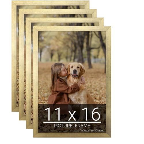 11x16 Gold Picture Frame for Puzzles Posters Photos or Artwork, Set of 4