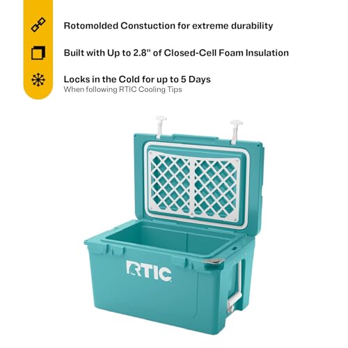 Image of RTIC Ultra-Tough Cooler Hard Insulated Portable Ice Chest Box for Beach, Drink, Beverage, Camping, Picnic, Fishing, Boat, Barbecue