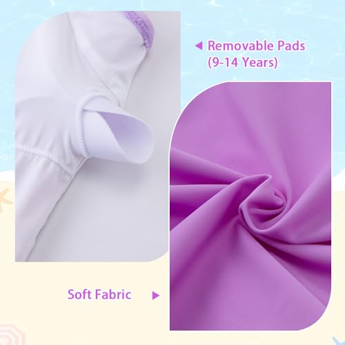 Image of Belovance Girls Swimsuits One Piece Bathing Suit Solid Color Block Tween Swimming Suit Beach Swimwear Quick Dry 5-14 Years
