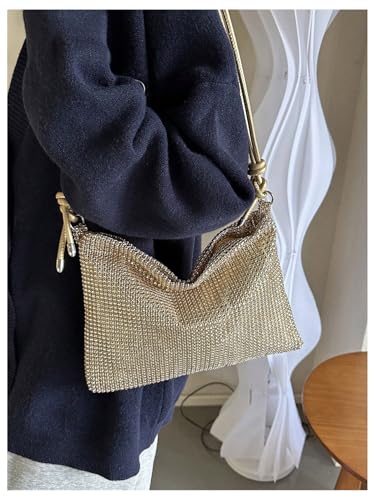 MakeMeChic Women's Rhinestone Purse Sparkly Shoulder Cluth Evening Party Crossbody Handbag3