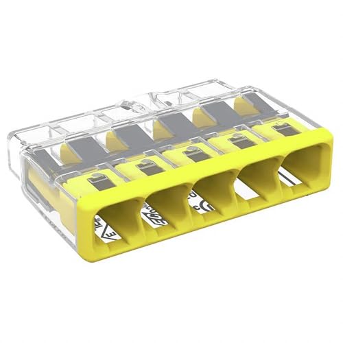 Connecteur d'épissure Wago Wall-Nuts PUSHWIRE jaune boîtier robuste et fiable 5 conducteurs