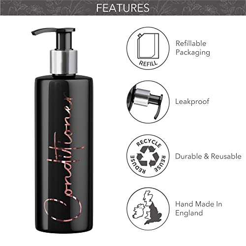 Print Maniacs Mrs Hinch Inspired Black Personalised Dispenser Silver Pump Bottles Set 6 (ROSE GOLD, F2), 500ml - Image 4