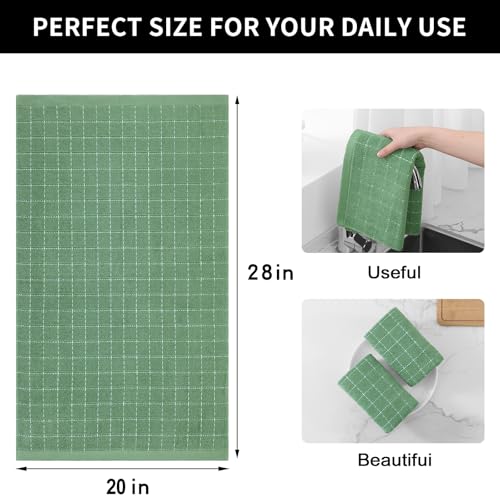 Image of Homaxy 100% Cotton Terry Kitchen Towels, Large 4 Pack, Grass Green
