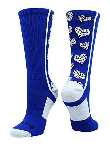 MadSportsStuff Crazy Love Volleyball Hearts Crew Socks