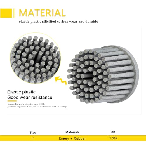 Image of HIEMIE Tools 1Inch Bristle Disc Grit 120# (White) with 1 Inch Shank Attachment Abrasive Coating Removal Disc for Metal