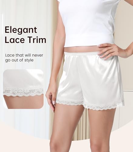 Image of NACHILA Women's Lace Trim Half Slip Shorts Under Skirt Pettipants Bloomer | Silky Smooth, Lightweight, Lace Trim, Non-Cling, Under Skirt Slip Shorts For Sheer Dresses
