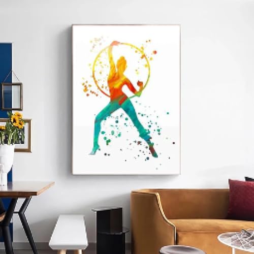 Impression d'entraînement de gymnastique haut de gamme peinture aquarelle abstraite