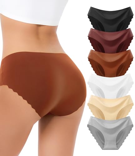 Bobelle Wear Mutande Senza Cuciture da Donna 6 Pack, Slip Senza Cuciture Biancheria Intima da Donna Elasticizzata Mutandine Hipster Traspirante (IT, Testo, L, Regular, Regular, Multicolor01)