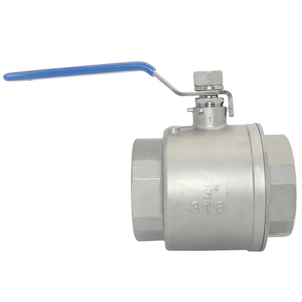 VARMHUS Válvula de bola NPT hembra de acero inoxidable 316 con mango de vinilo WOG1000 (3 pulgadas)