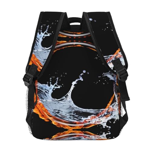 PHAYAH Water Fire Wheel Pattern Backpack 15.7" Simple Bag For Everyone With 1 Main Compartment, Front Utility Pocket4