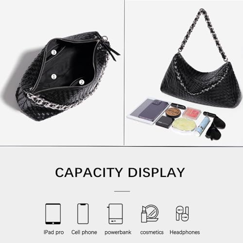 JINMANXUE Woven Bag for Women, Fashion Top Handle Shoulder Bag Soft Vegan Leather Shopper Bag4