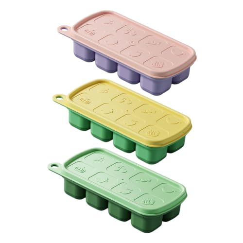 Set de 3 moldes para hielo con tapa, colores surtidos