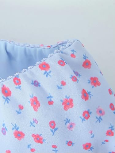 New Fashionable Sweet Floral Chiffon Skirt Cute Bow Chic Elastic mid-Waist Knee-Length skirt-as1- Asian Size-M4