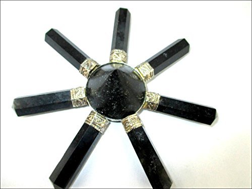Jet Usui Embossed Black Obsidian Pyramid Stone India Crystal Reiki Handcrafted 1.5 inch Approx. A++ Gemstone 40 Page Jet International Crystal Therapy Booklet Gemstone Image is JUST A Reference