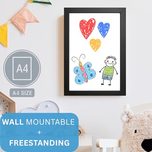 A4 Photo Frame, Black, Pack of 3, Picture Frame, Certificate, Art Print Poster, 21cm x 29.7cm, Black Frames, A4 Photo Collage Gallery Display