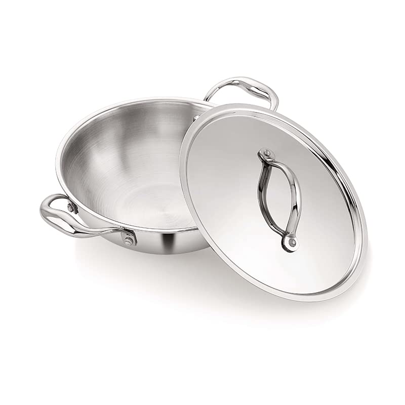 Image of Home Needs Triply Kadai with Stainless Steel Lid Size 20