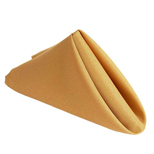 Best Cyber Deals 🔥 Primelyne Premium Polyester Dinner Napkins - 17x17 Stain and Wrinkle Resistant Linen Napkins with Hemmed Edges, Pack of 15 (Gold)