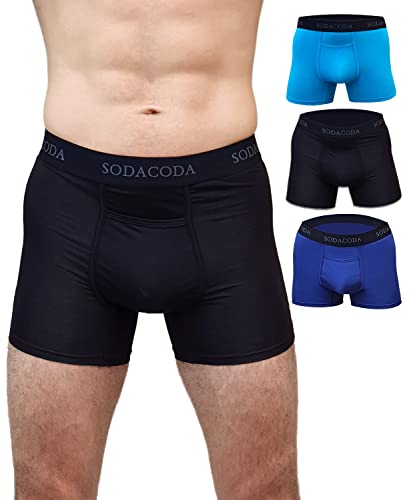 Sodacoda Micro-modo retro para homens - cuecas ajustadas tipo boxer com abertura, pacote de 3 unidades, 3 Misturas