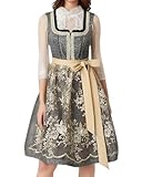 ORANDESIGNE Dirndl Damen Dirndelkleider mit Bluse und Schürze Dirndl Set Komplett Trachtenkleid Midi 3tlg. für Oktoberfest B Dunkelgrau XL