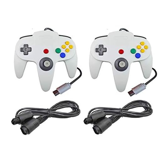 DARLINGTON & Sohns 2 vita kontroller för Nintendo 64 N64 Joystick vit gamepad Joypad förlängningskabel gamepad
