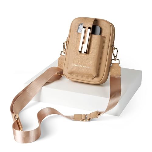 Luxe Luna Crossbody Bag with Adjustable Strap – Premium Pebbled Leather, Gold-Tone Hardware, Easy Cell Phone Access