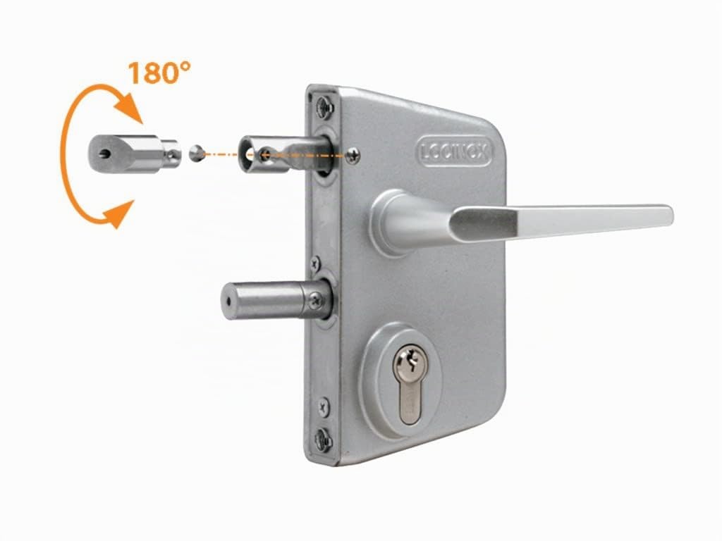 Gartentorschloss LOCINOX LAKZ P1 Anthranzitgrau | für 40mm Vierkantprofile, verstellbar, Edelstahl-Mechanismus | Schloss für Gartentor, Gittertorschloss, Drehtorschloss, Hoftorschloss, Flügeltor