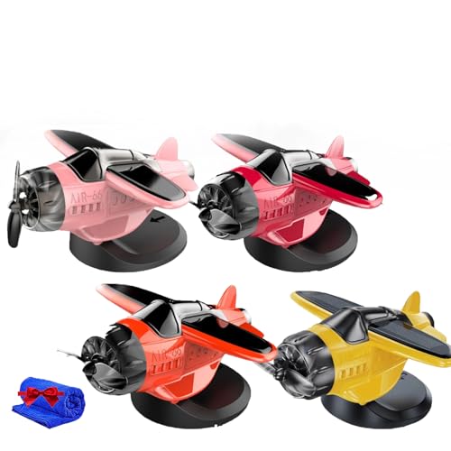 Solar Powered Airplane Shaped Car Ornaments, Solar Airplane for Car Dashboard with Swing Motion When Driving, Cars Interior Center Console Rotating Mini Airplanes, Cool Cars Accessories for Men (#06)