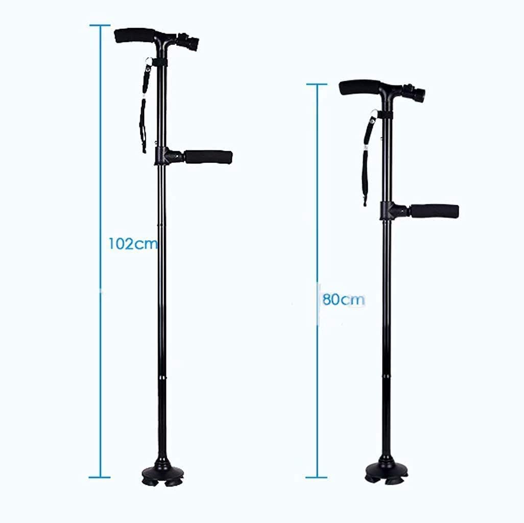 Laska Przenośna laska Laska męska Elastyczna i trwała pomoc w chodzeniu, składana laska i pomoc w poruszaniu się, Regulacja w zakresie 85-95 cm, Czarny