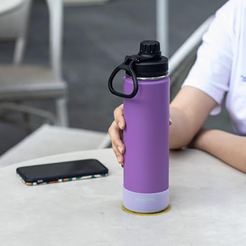 Image of koodee Stainless Steel Water Bottle, 26 oz Double Wall Vacuum Insulsted Sports Bottle with Leakproof Spout Lid (Purple)