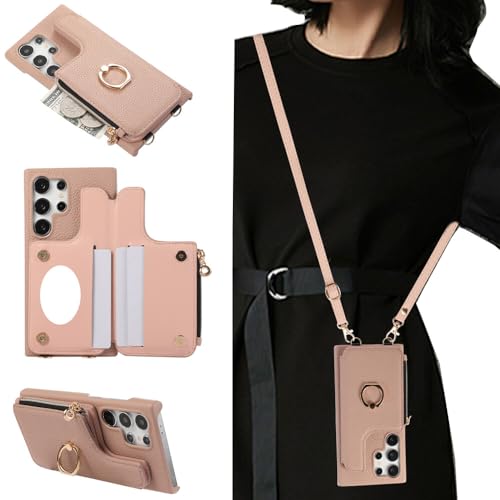 Carambola �X�}�z�P�[�X Galaxy S24 Ultra �p�P�[�X �V�����_�[�^�C�v �΂ߊ|�� �J�[�h���[ ���K����t�� �~���[�t�� �����O�t�� �g�уP�[�X ������ �ϏՌ� ���U�[ �J�o�[ ������ ���f�B�[�X (�x�r�[�s���N, Galaxy S2