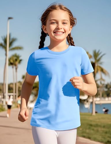 Image of KEREDA Girls Athletic Shirts Quick Dry T Shirts Summer UPF 50+ Tops 3 Pack