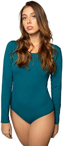 Evoni Damen Body langarm I blickdichter Bodysuit mit Rundhals für Frauen I Langarmbody in verschiedenen Farben I Body Shaper aus Baumwolle I Jumpsuit
