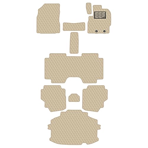 【次世代レザーマット】Aviles 新型 シエンタ 10系 5人乗り 7人乗り フロアマット + ラゲッジマット(02:7人乗り, 01:ライチ柄 × ベージュ)