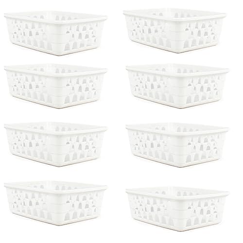 Kit 8 Cestos Multiuso Organizador Pequeno 16x12x6Cm Branco 123Organizei