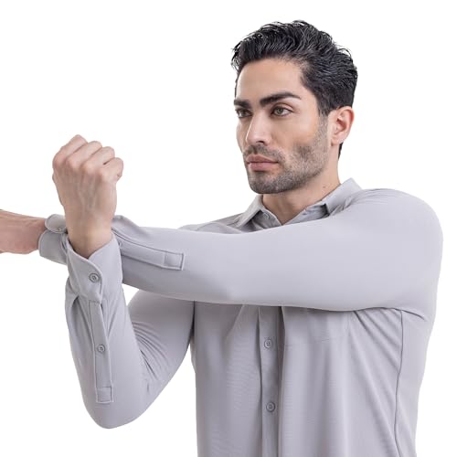 Image of Workday Shirt for Men Long Raglan Sleeve Regular Fit Superior Stretch Wrinkle Free Shape Retention Quick Dry Anti-Viral Finish UPF 50+