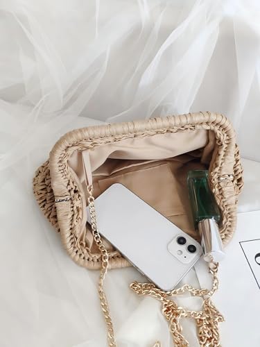 Image of Amszke Straw Purse for Women, Beach Bag Summer Woven Clutch Purses, Cloud Crossbody Shoulder Bags Spring Handbag 2026