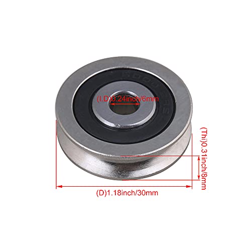 CNBTR 4 Stück U-Type Lager Riemenscheibe Rad 6x30x8mm Belastung 355kg Silber für Tür Fenster
