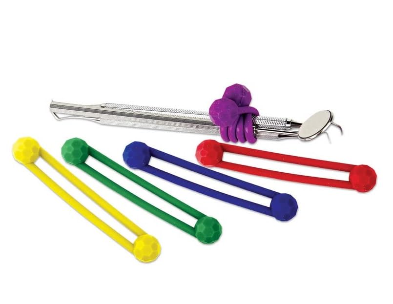 AmeriCan Goods Dental Silicone Instrument Ties Autoclavable Up to 275°F Assorted Collors 5/Pack Dental Pro-Ties (206IT)