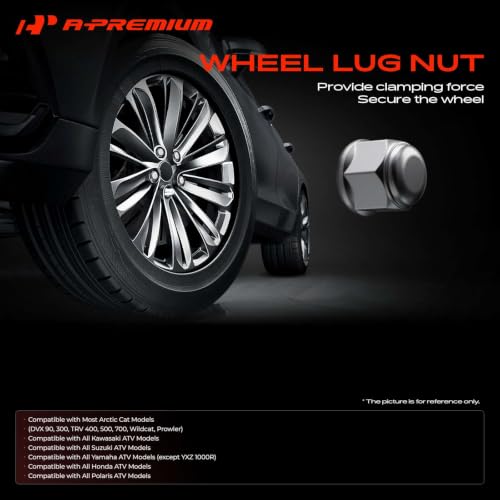 Image of A-Premium Front & Rear M10-1.25 Wheel Lug Nuts, Set of 16 | Compatible with All ATV UTV Models - Arctic Cat ATV & Kawasaki& Suzuki & Yamaha & Honda & Polaris